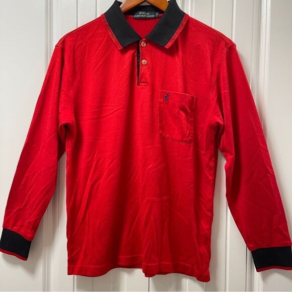 Vintage US Open Polo Team Club Red Long Sleeve Shirt - M - Picture 2 of 8